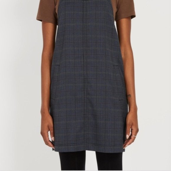 Frank and Oak Plaid Pinafore Navy Houndstooth Check Pattern Size XS NWOT - Picture 7 of 7